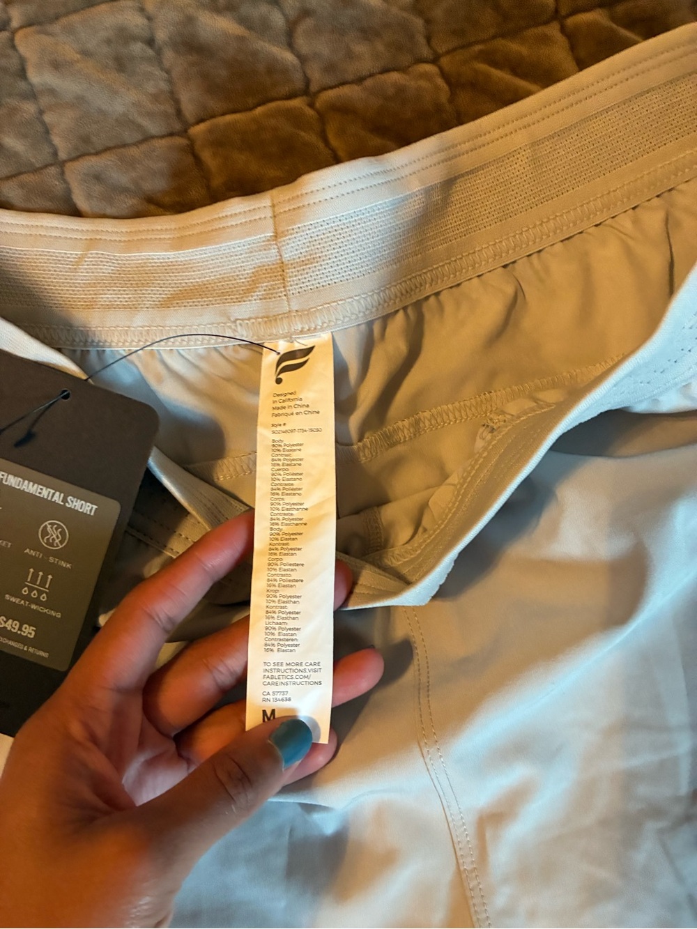 Fabletics Light Taupe Athletic Shorts with Elastic Waist - Picture 2 of 4